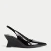 Leather Patent Wedge Slingback Shoes -M&S SD 01 T02 5217 Y0 X EC 0