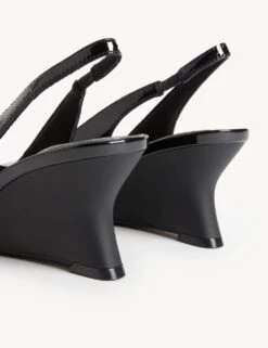 Leather Patent Wedge Slingback Shoes -M&S SD 01 T02 5217 Y0 X EC 1