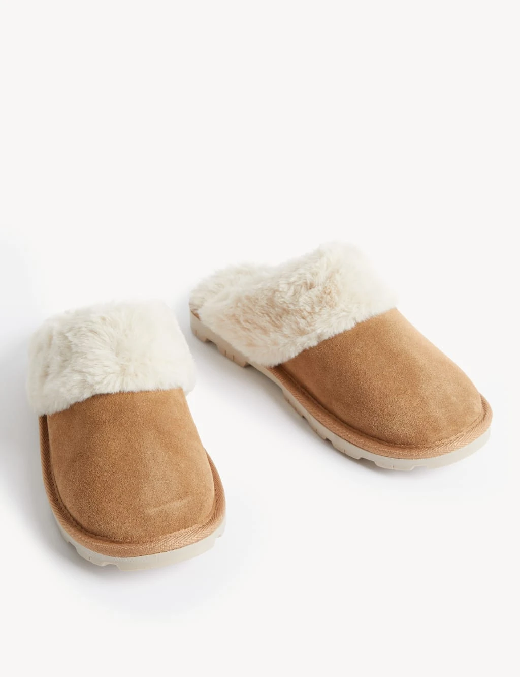 Suede Faux Fur Lined Mule Slippers 4 Suede Faux Fur Lined Mule Slippers - Image 2