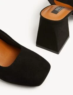 Wide Fit Suede Block Heel Slingback Shoes -M&S SD 01 T02 5287W Y0 X EC 1