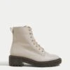 Leather Lace Up Ankle Boots -M&S SD 01 T02 7840 SS X EC 0
