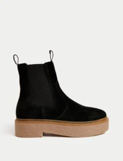 Suede Chelsea Chunky Flat Ankle Boots