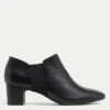 Leather Block Heel Shoe Boots -M&S SD 01 T02 8320 Y0 X EC 0