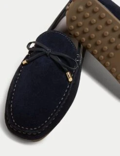 Wide Fit Suede Bow Boat Shoes -M&S SD 01 T02 8468W F0 X EC 3