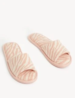 Zebra Print Open Toe Mule Slippers -M&S SD 01 T02 9875 A4 X EC 90