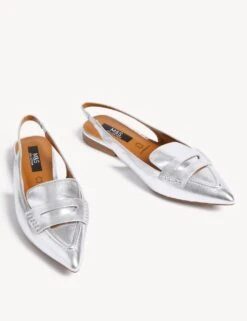 Leather Slip On Flat Slingback Shoes -M&S SD 01 T02 9882 XX X EC 90