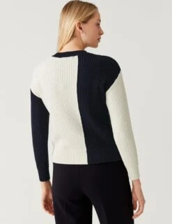 Cotton Rich Colour Block Textured Jumper -M&S SD 01 T38 0184C F4 X EC 4