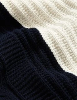 Cotton Rich Colour Block Textured Jumper -M&S SD 01 T38 0184C F4 X EC 6