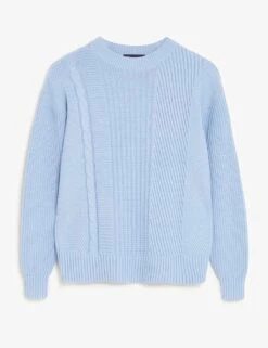 Cotton Rich Textured Crew Neck Jumper -M&S SD 01 T38 0184 E2 X EC 90