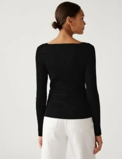 Ribbed Sweetheart Neck Jumper -M&S SD 01 T38 0258 Y0 X EC 3