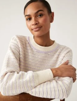 Cotton Rich Striped Relaxed Jumper