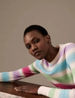 Pure Cashmere Striped Crew Neck Jumper