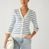 Striped V-Neck Button Front Cardigan 1 Striped V-Neck Button Front Cardigan -M&S SD 01 T38 4539S Y8 X EC 0