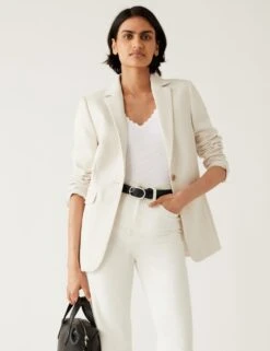 Ribbed V-Neck Scallop Edge Knitted Top