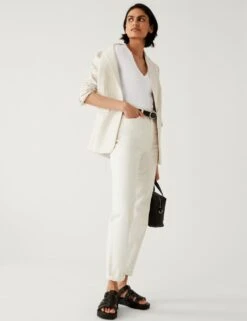 Ribbed V-Neck Scallop Edge Knitted Top -M&S SD 01 T38 5217 P6 X EC 2