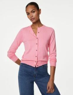 Crew Neck Button Front Cardigan -M&S SD 01 T38 5740 FD X EC 1