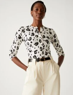 Animal Print Button Through Cardigan -M&S SD 01 T38 5765C Y8 X EC 2