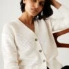 Cotton Rich Textured V-Neck Cardigan -M&S SD 01 T38 6007 KY X EC 0