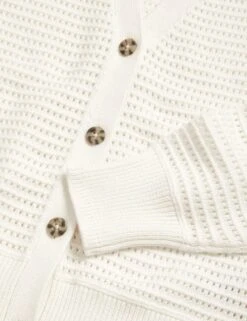 Cotton Rich Textured V-Neck Cardigan -M&S SD 01 T38 6007 KY X EC 6