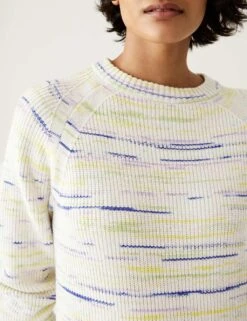 Cotton Rich Space Dyed Ribbed Jumper -M&S SD 01 T38 6034A Y8 X EC 1