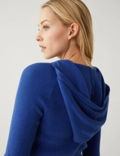 Cotton Rich Ribbed Hoodie -M&S SD 01 T38 6305 BN X EC 3