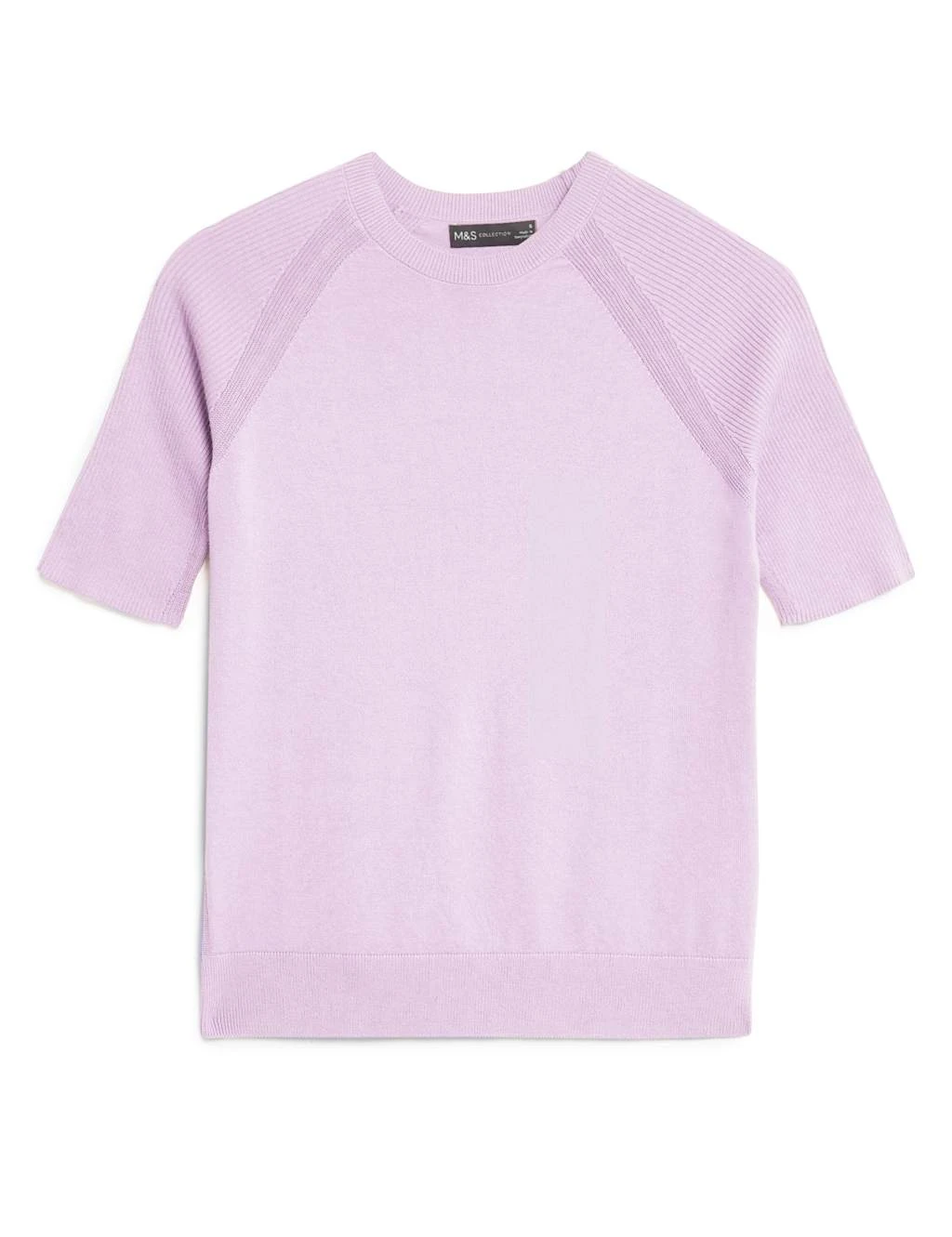 Cotton Rich Ribbed Crew Neck Knitted Top 4 Cotton Rich Ribbed Crew Neck Knitted Top - Image 2