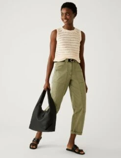 Pure Cotton Textured Knitted Vest