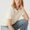Cotton Rich Textured Crew Neck Knitted Top -M&S SD 01 T38 6982 KY X EC 0