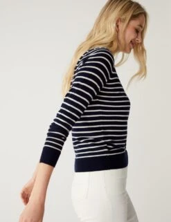 Pure Merino Wool Striped Crew Neck Jumper -M&S SD 01 T38 7722C F4 X EC 2
