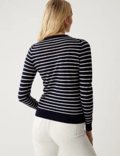 Pure Merino Wool Striped Crew Neck Jumper -M&S SD 01 T38 7722C F4 X EC 4