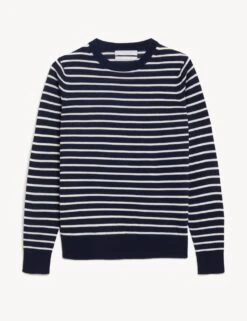 Pure Merino Wool Striped Crew Neck Jumper -M&S SD 01 T38 7722C F4 X EC 90