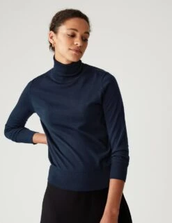 Pure Merino Wool Roll Neck Jumper -M&S SD 01 T38 7727 F0 X EC 1