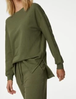 Cotton Rich Crew Neck Longline Sweatshirt 10 Cotton Rich Crew Neck Longline Sweatshirt -M&S SD 01 T41 1127C JR X EC 2