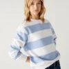 Cotton Rich Striped Crew Neck Sweatshirt