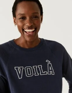 Pure Cotton Slogan Crew Neck Sweatshirt -M&S SD 01 T41 1410C F4 X EC 2