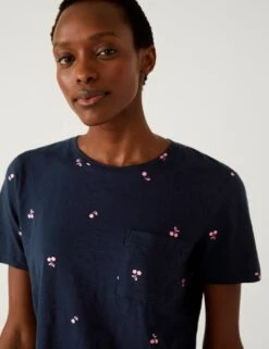 Pure Cotton Printed Pocket T-Shirt -M&S SD 01 T41 1439C F4 X EC 2