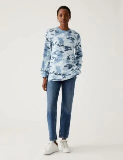 Pure Cotton Animal Print Sweatshirt -M&S SD 01 T41 1447C E4 X EC 1