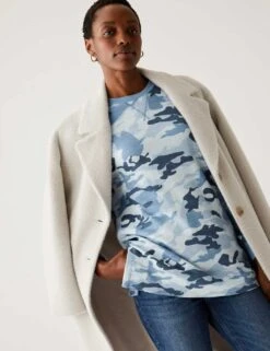 Pure Cotton Animal Print Sweatshirt -M&S SD 01 T41 1447C E4 X EC 3