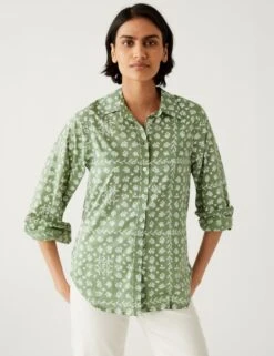 Pure Cotton Printed Collared Shirt -M&S SD 01 T41 1518W J4 X EC 3