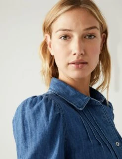 Denim Collared Pintuck Shirt -M&S SD 01 T41 1537W HP X EC 1