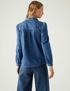 Denim Collared Pintuck Shirt -M&S SD 01 T41 1537W HP X EC 3
