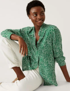 Printed Collared Relaxed Shirt