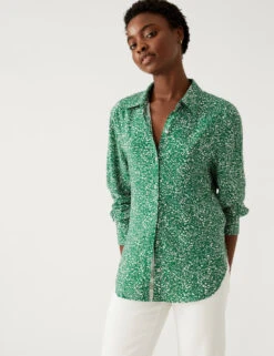 Printed Collared Relaxed Shirt -M&S SD 01 T41 2020W J4 X EC 1