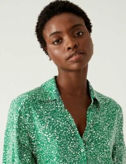 Printed Collared Relaxed Shirt -M&S SD 01 T41 2020W J4 X EC 3