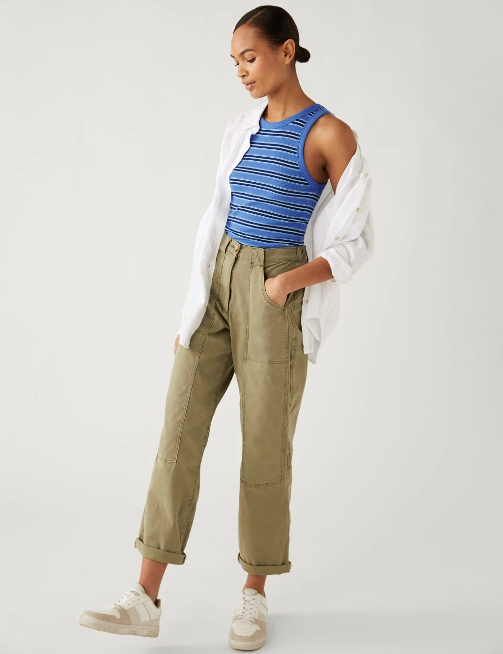 Cotton Rich Striped Ribbed Vest Top 6 Cotton Rich Striped Ribbed Vest Top - Image 4