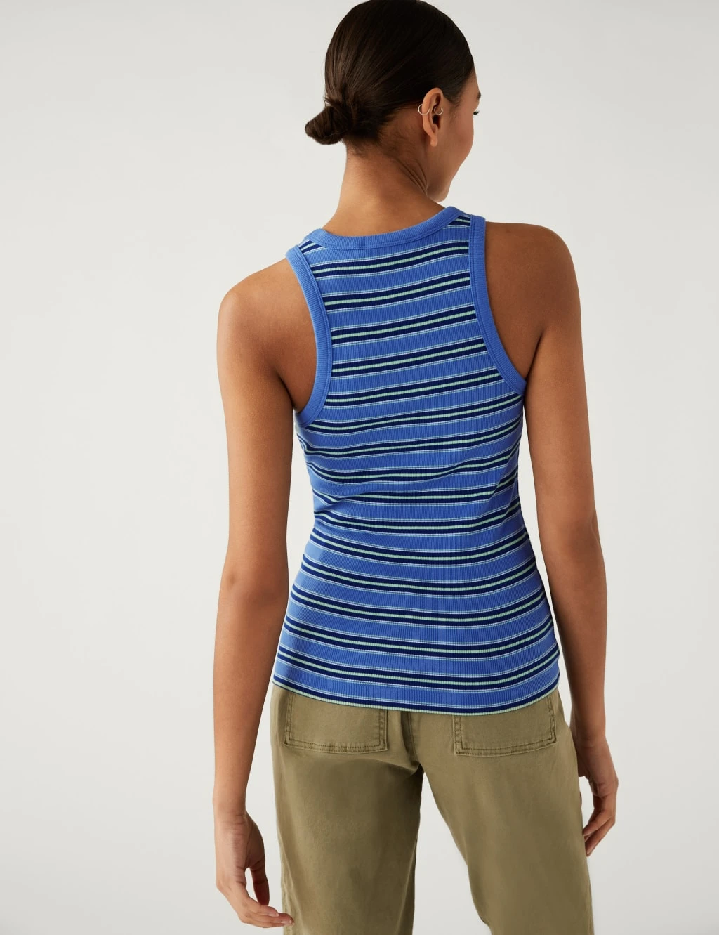 Cotton Rich Striped Ribbed Vest Top 7 Cotton Rich Striped Ribbed Vest Top - Image 5