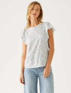 Pure Cotton Floral Broderie Top 10 Pure Cotton Floral Broderie Top -M&S SD 01 T41 2324C Z4 X EC 2