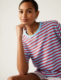 Pure Cotton Oversized Striped T-Shirt