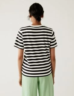 Pure Cotton Striped Modern Tee -M&S SD 01 T41 2837C Y4 X EC 3