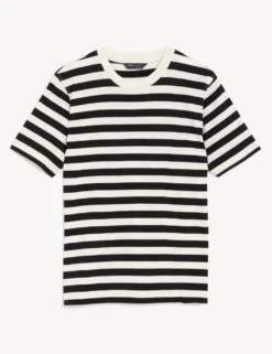 Pure Cotton Striped Modern Tee -M&S SD 01 T41 2837C Y4 X EC 90